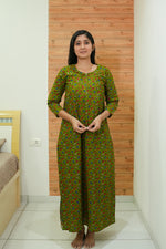 MANGAI Premium Cotton Printed Regular Comfort Long Sleeve Model Size Nighties - Fancy Neck | With Side Pocket |Shrinkage Free Nighties | Trendy Collection's for Stylish Women's (TFS)