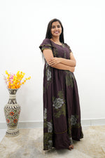 MANGAI Rayon Frock Nighties | Front Open Lengthy Zipper Comforts Feeding | Fancy Double Layered Sleeve's | Post & Pre Pregnancy's and Casual Wear | Side Pocket |Versatile Rayon Frock Night Gown's for Stylish Women's (RFF)