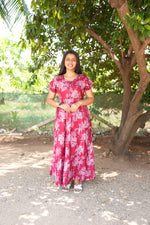 Onyx Midnight Premium Alpine 3-Layer Maxi Frock – Designer Double Layer Butterfly Sleeves with Piping V-Neck & Adjustable Back Tie