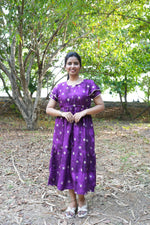 Emerald Forest Gold Foil Rayon Maxi Dress – Double Layer Flutter Sleeve Frock with Adjustable Waist & Pockets - Lightweight Breathable MAXI Frock