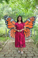 Seafoam Meadow Rayon Foil Maxi Frock – Elegant Puff Sleeve Tiered Summer Dress with Adjustable Drawstring Waist & Pockets - Drawstring Maxi Frock