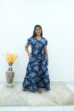 Onyx Midnight Premium Alpine 3-Layer Maxi Frock – Designer Double Layer Butterfly Sleeves with Piping V-Neck & Adjustable Back Tie