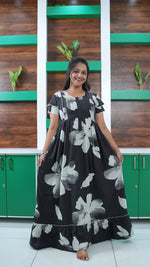 Mint Green Botanical Print Rayon Feeding Frock – Stylish Front Open Zipper Maternity Dress with Double Layer Sleeves
