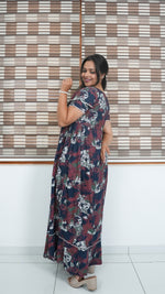 Maroon & Honey Gold Shibori Print Rayon Feeding Frock – Stylish Front Open Zipper Maternity Dress with Double Layer Sleeves