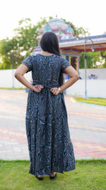 Chocolate Marble Print Alpine 3-Layer Frock – Fancy Double Layer Sleeve Maxi Dress with Side Pocket - Fusion of traditional comfort and modern Frock Nighties