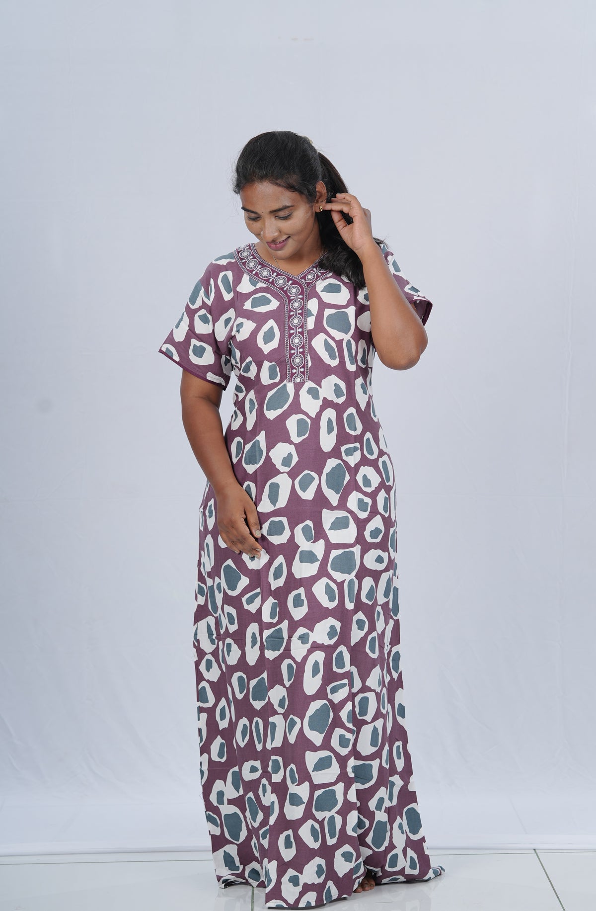 New Arrival MANGAI Premium Rayon Nighty - Stylish Fancy Sleeve Nightwear for Stylish Women | Shrinkage Free Rayon Nighties | Beautiful Embroidery Nighty (LDM)