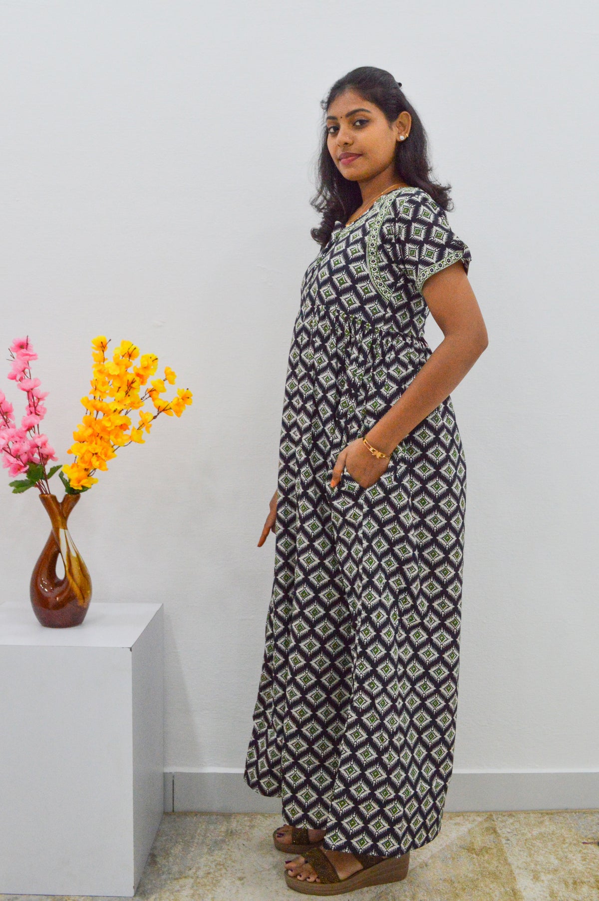 Cotton FROCK Model Casual Wear Nighties | Stylish Pleated Frock Style | Multipurpose Nighties | Pregnancy Wear | Pleated Model | Stylish Nighties for Stylish Women (MW)