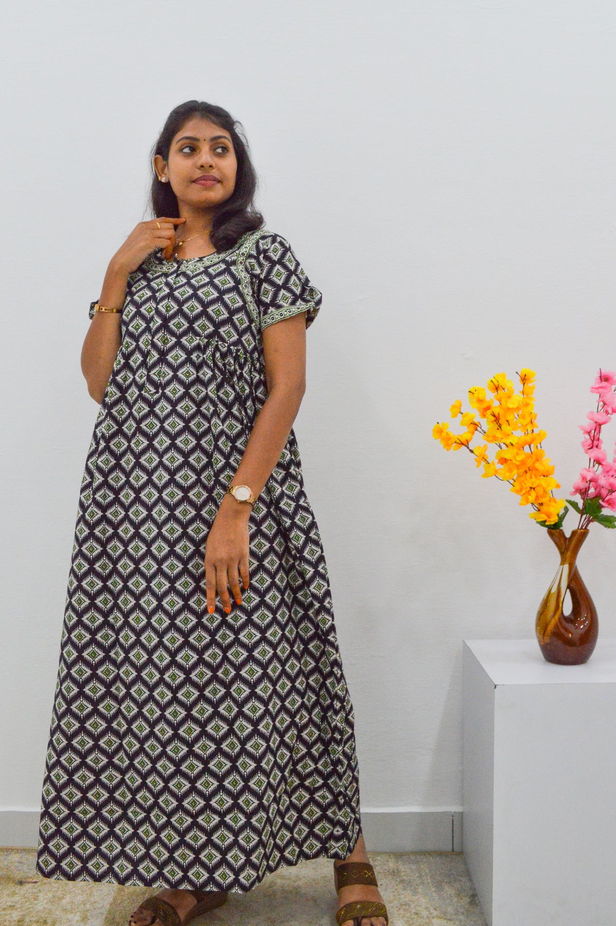 Cotton FROCK Model Casual Wear Nighties | Stylish Pleated Frock Style | Multipurpose Nighties | Pregnancy Wear | Pleated Model | Stylish Nighties for Stylish Women (MW)