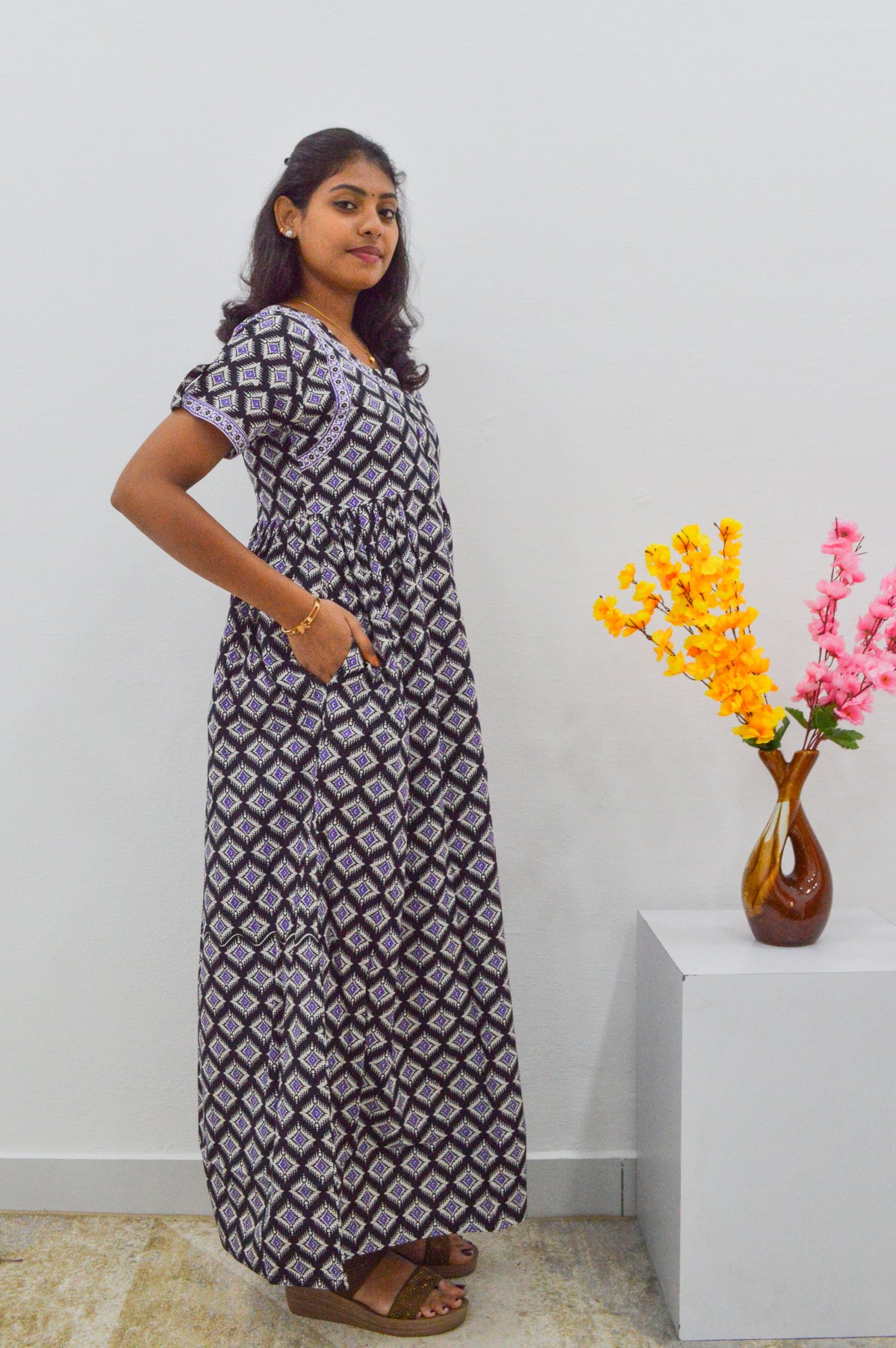 Cotton FROCK Model Casual Wear Nighties | Stylish Pleated Frock Style | Multipurpose Nighties | Pregnancy Wear | Pleated Model | Stylish Nighties for Stylish Women (MW)