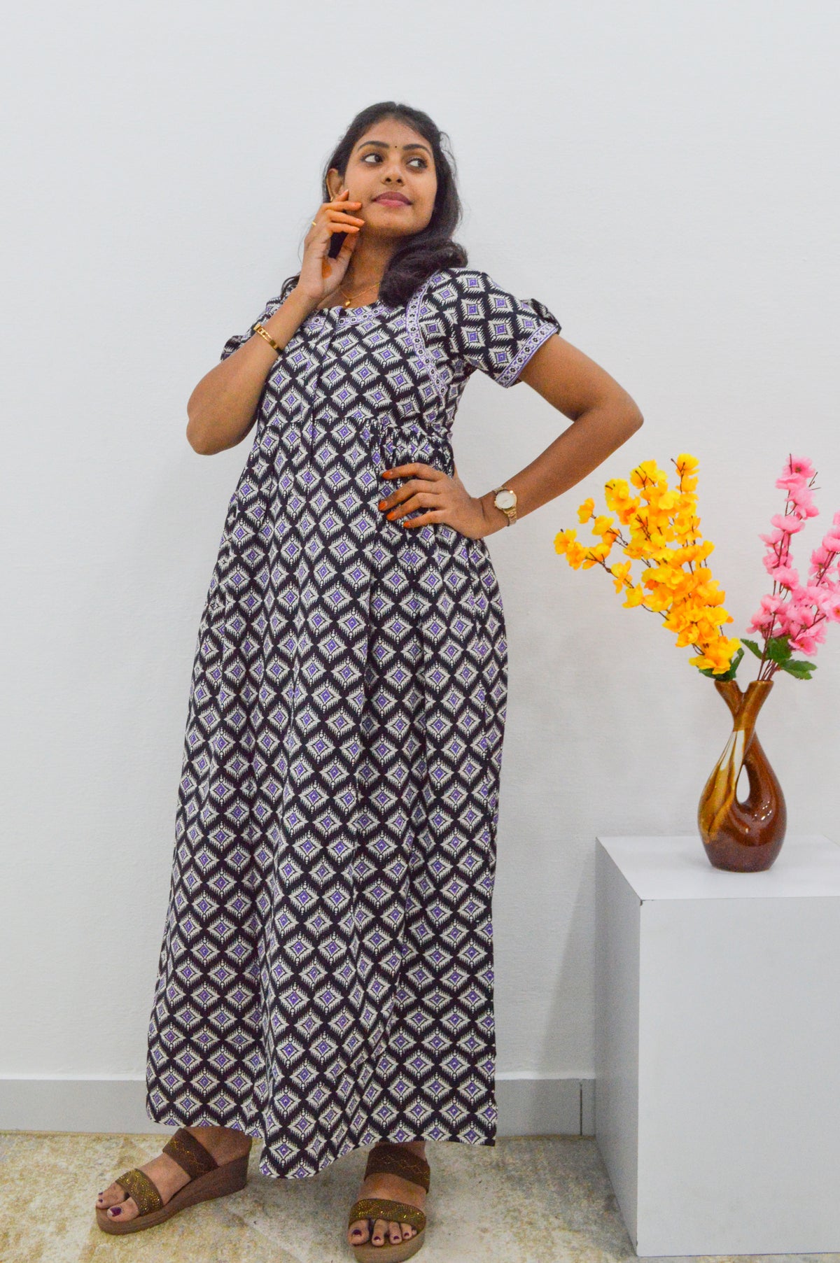 Cotton FROCK Model Casual Wear Nighties | Stylish Pleated Frock Style | Multipurpose Nighties | Pregnancy Wear | Pleated Model | Stylish Nighties for Stylish Women (MW)