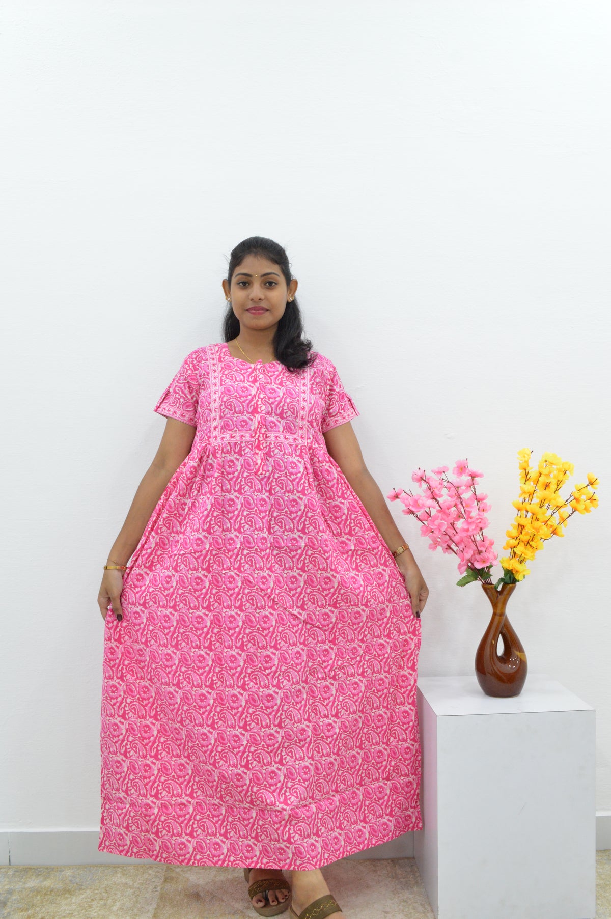 Cotton FROCK Model Casual Wear Nighties | Stylish Pleated Frock Style | Multipurpose Nighties | Pregnancy Wear | Pleated Model | Stylish Nighties for Stylish Women (PWC)