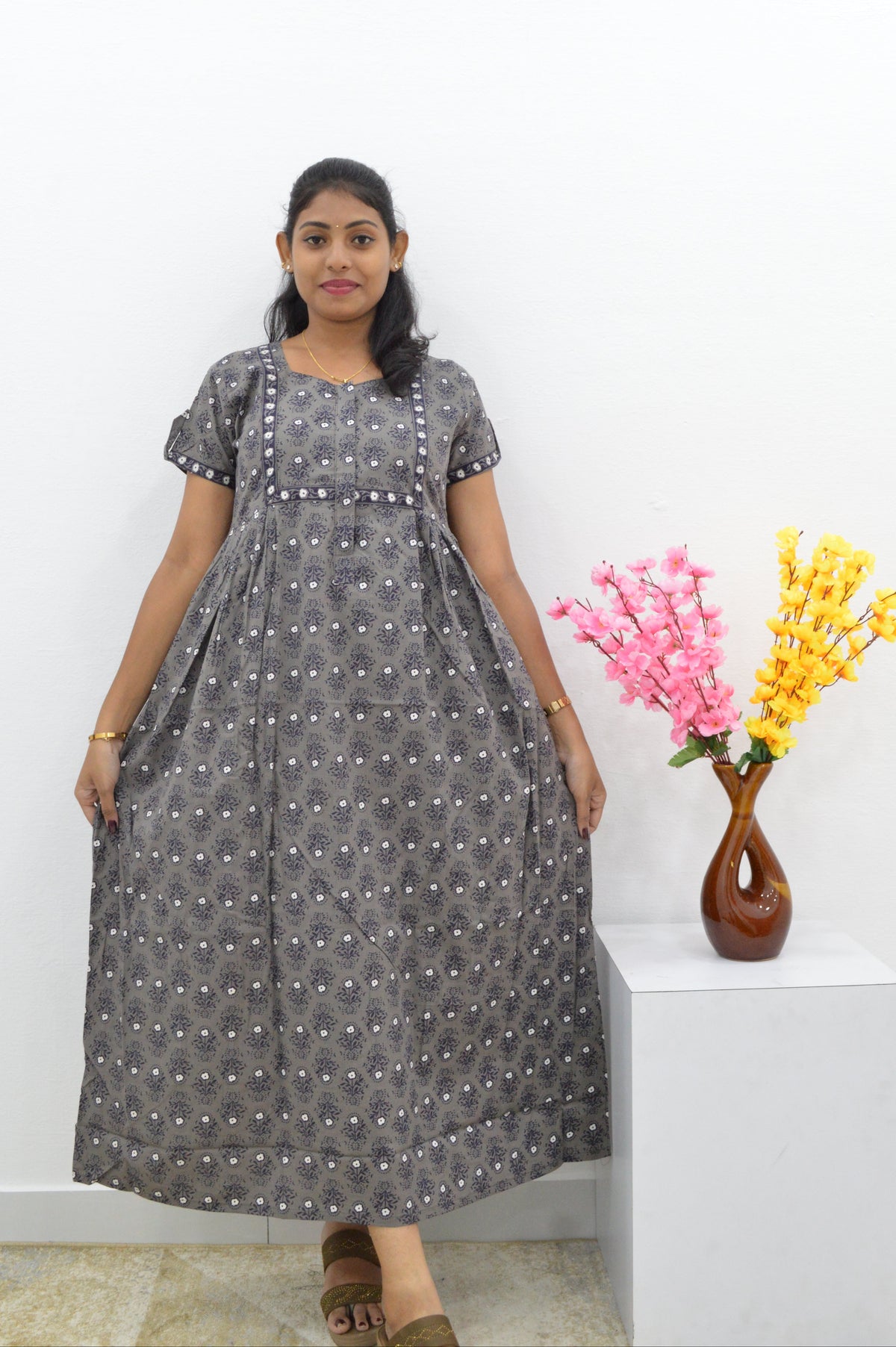 Cotton FROCK Model Casual Wear Nighties | Stylish Pleated Frock Style | Multipurpose Nighties | Pregnancy Wear | Pleated Model | Stylish Nighties for Stylish Women (PWC)