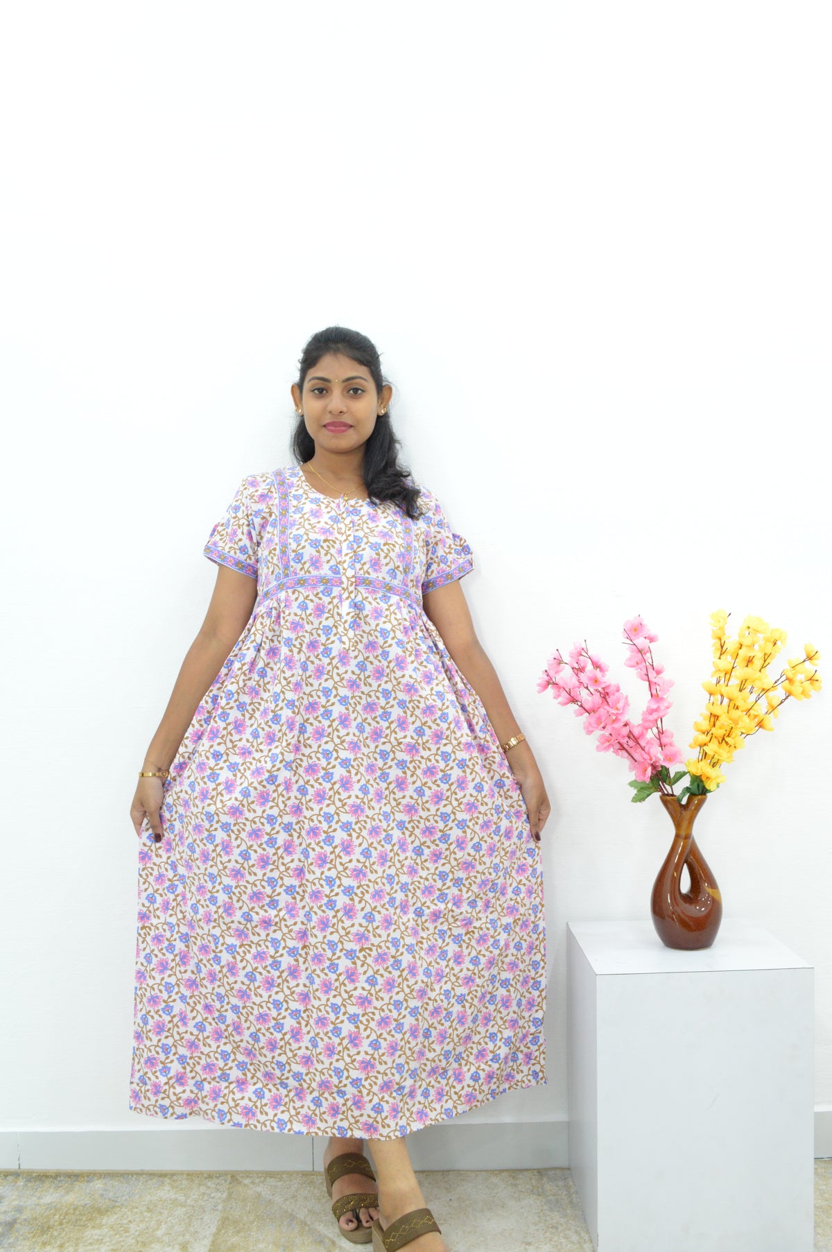 Cotton FROCK Model Casual Wear Nighties | Stylish Pleated Frock Style | Multipurpose Nighties | Pregnancy Wear | Pleated Model | Stylish Nighties for Stylish Women (PWC)