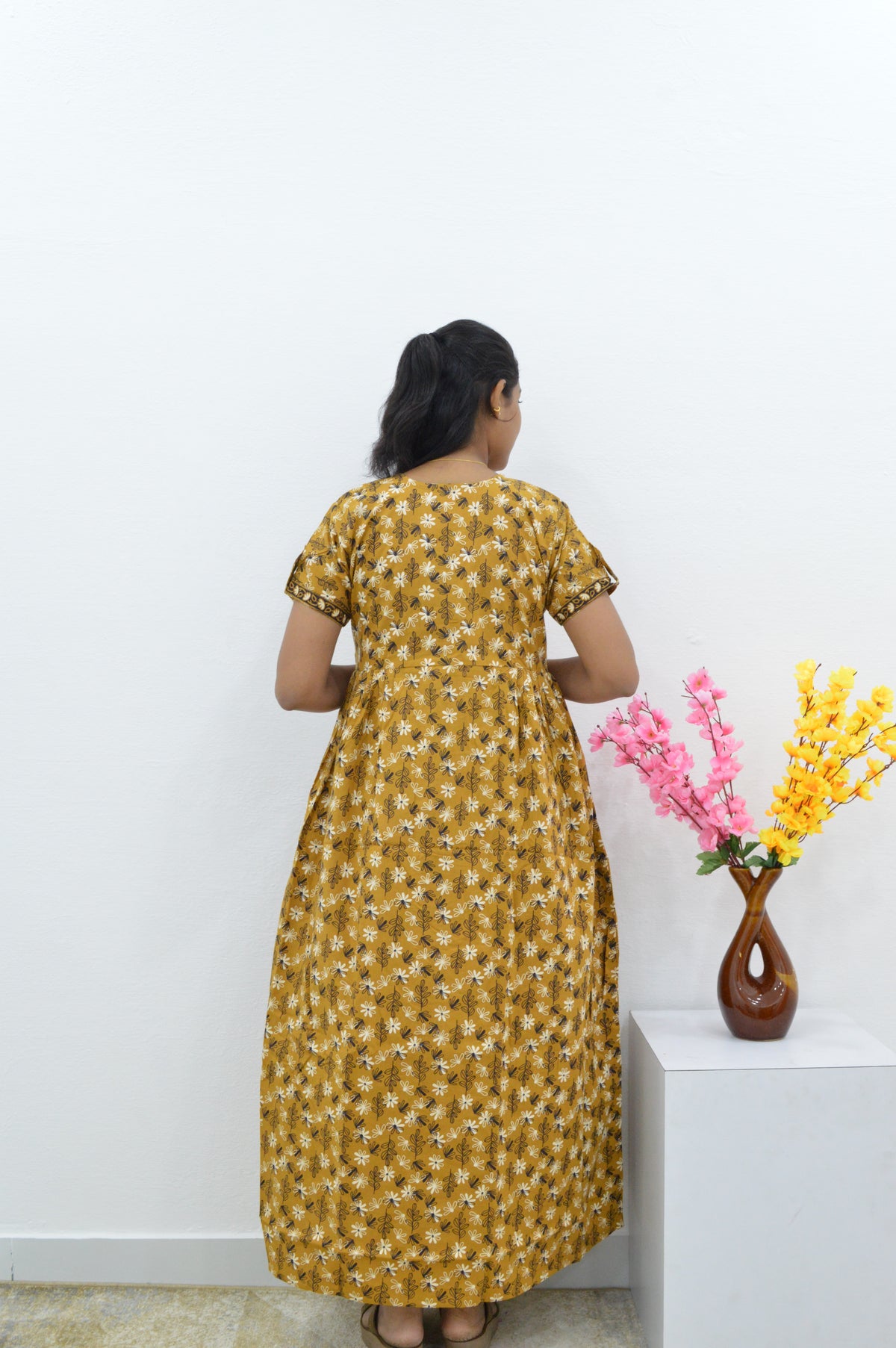 MANGAI Premium Casual Wear Cotton FROCK Model Nighties | Stylish Pleated Frock Style | Multipurpose Nighties | Casual & Pregnancy Wear | Pleated Model | Stylish Nighties for Stylish Women (PWC)