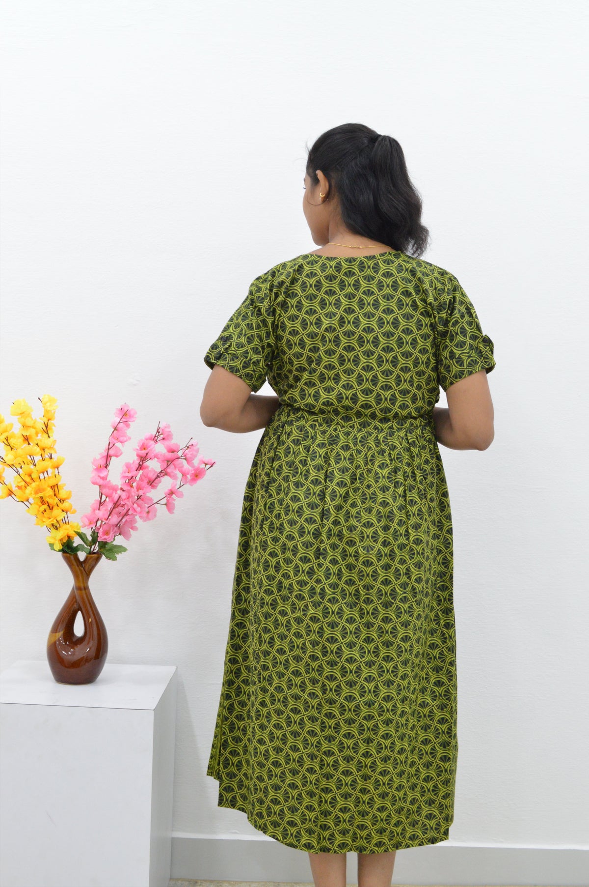 Cotton Gathering Frock for Summer Arrivals | Side Pocket | Button Closed | Elegant Casual Night Wear for Trendy Women's (FKC)