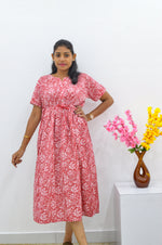 Cotton Gathering Frock for Summer Arrivals | Side Pocket | Button Closed | Elegant Casual Night Wear for Trendy Women's (FKC)