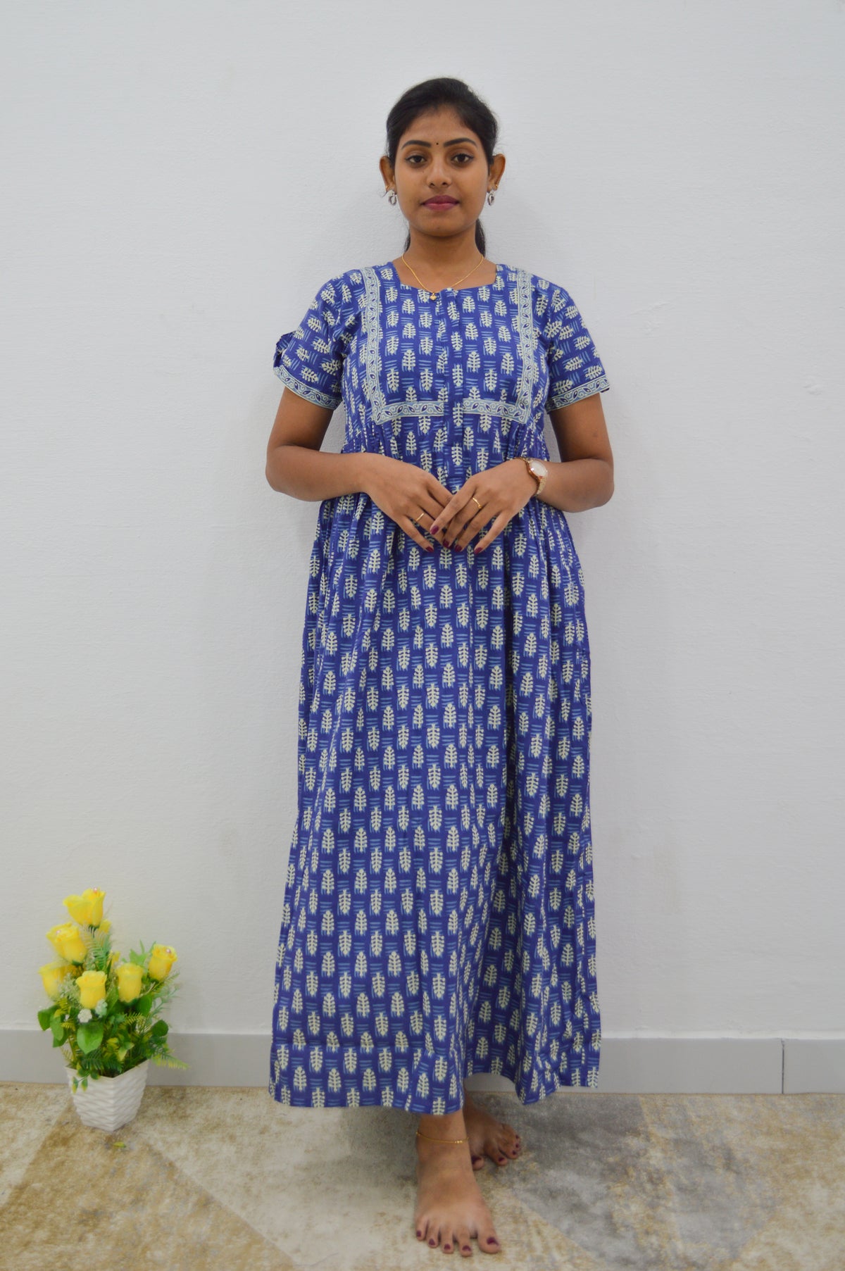 MANGAI Premium Casual Wear Cotton FROCK Model Nighties | Stylish Pleated Frock Style | Multipurpose Nighties | Casual & Pregnancy Wear | Pleated Model | Stylish Nighties for Stylish Women (PWC)