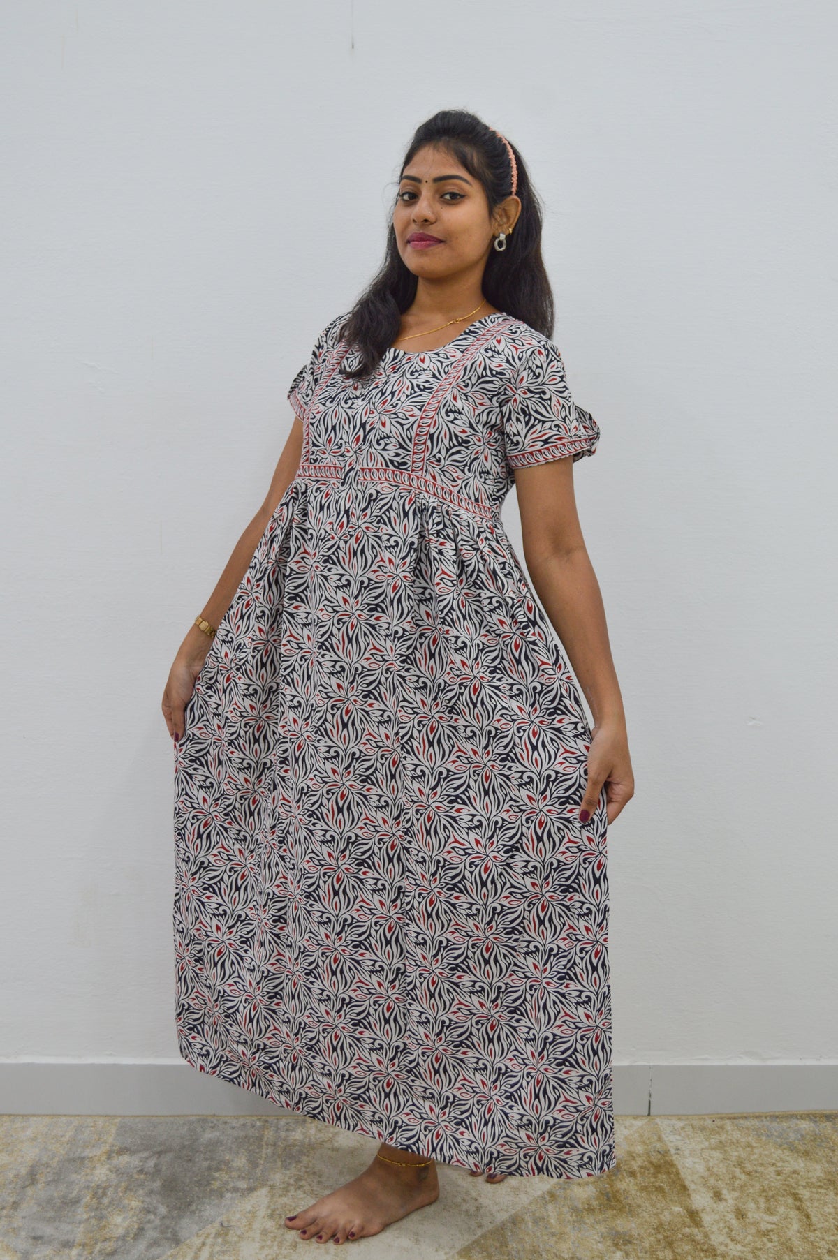 Cotton FROCK Model Casual Wear Nighties | Stylish Pleated Frock Style | Multipurpose Nighties | Pregnancy Wear | Pleated Model | Stylish Nighties for Stylish Women (MW)