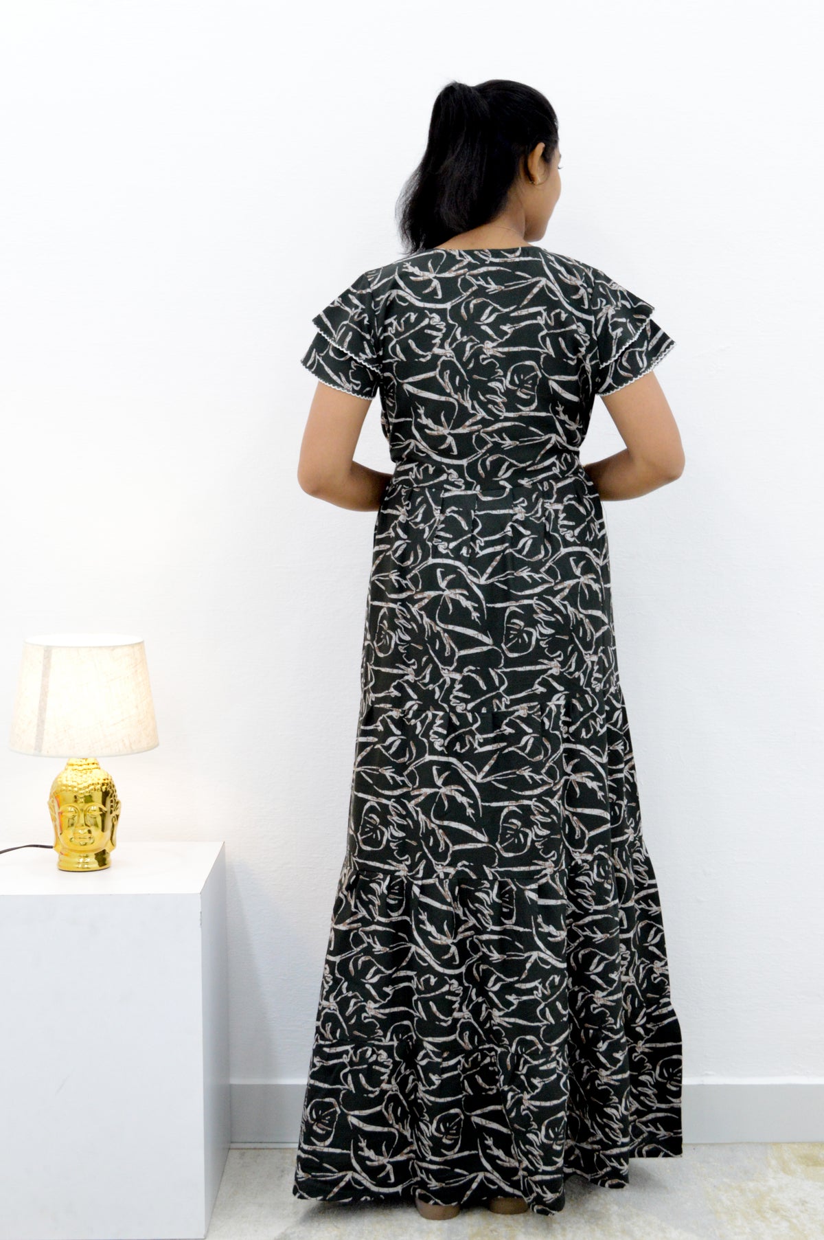 Stylish Arrivals Alpine Gathering Frock Model Night Gown's | Front Adjustable Gathering Style Rope Rope | Puff Sleeve | Trending Collection's for Stylish Women's (GFF)