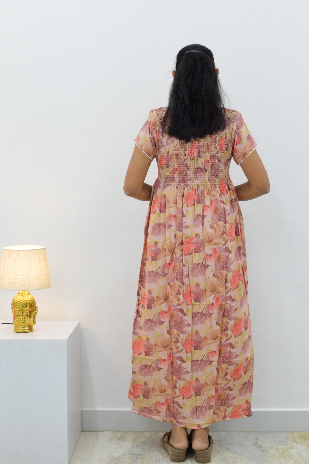 ALPINE Smocking Nighty | Beautiful Pleated Design | Side Pocket | Stylish Nighty for Trendy Women's | Your Perfect Nightwear Collection's (SAP)