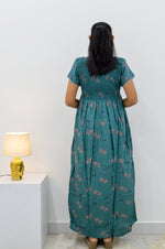 ALPINE Smocking Nighty | Beautiful Pleated Design | Side Pocket | Stylish Nighty for Trendy Women's | Your Perfect Nightwear Collection's (SAP)