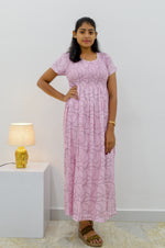 ALPINE Smocking Nighty | Beautiful Pleated Design | Side Pocket | Stylish Nighty for Trendy Women's | Your Perfect Nightwear Collection's (SAP)