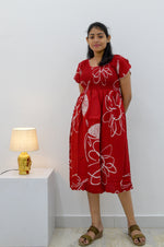 MANGAI Premium Rayon MAXI Frock Smocking Night Gown | Stretchable & Comfort Fit | Fancy Pleated Style with Side Pocket | Round Neck Nightwear for Stylish Women (SRM)