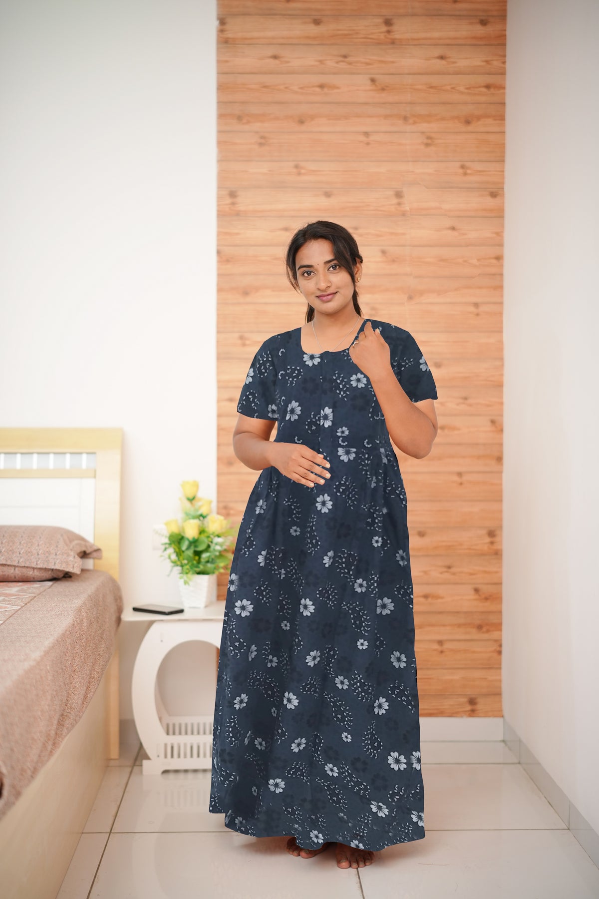 MANGAI Premium Casual Wear Cotton FROCK Model Nighties | Stylish Pleated Frock Style | Multipurpose Nighties | Casual & Pregnancy Wear | Pleated Model | Stylish Nighties for Stylish Women (MW)