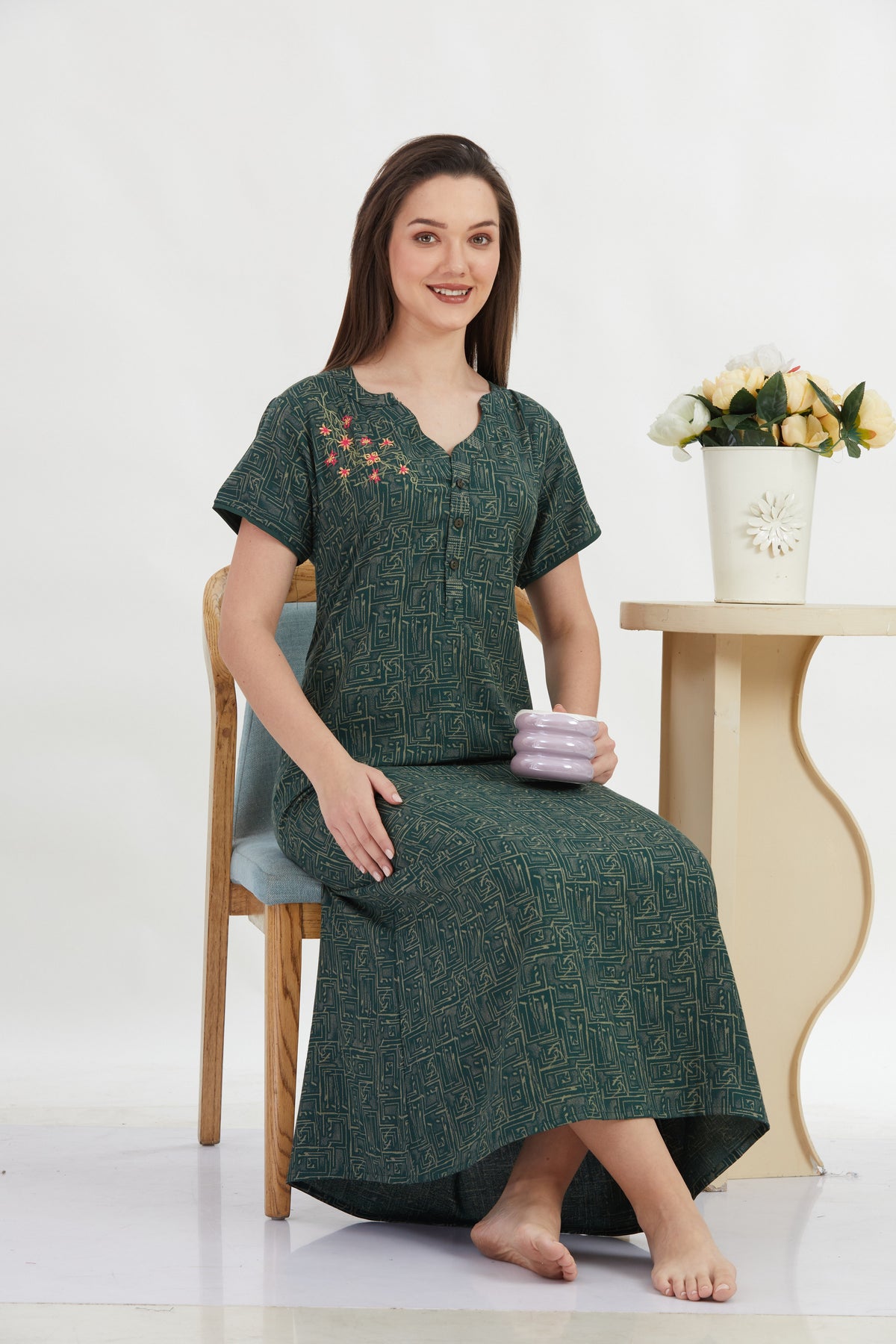 New Alpine Embroidery Nighties | Zip Less Model | Soft Alpine | Comfort Nighties for Stylish Women (CPL)