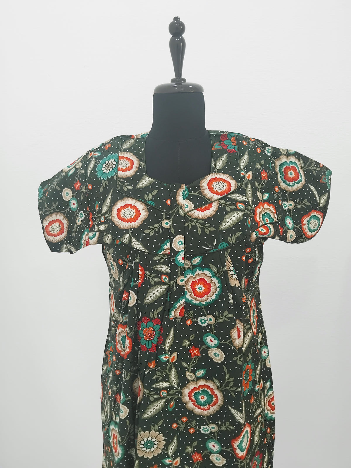 Regular Fit Cotton Printed Pleated Nighties