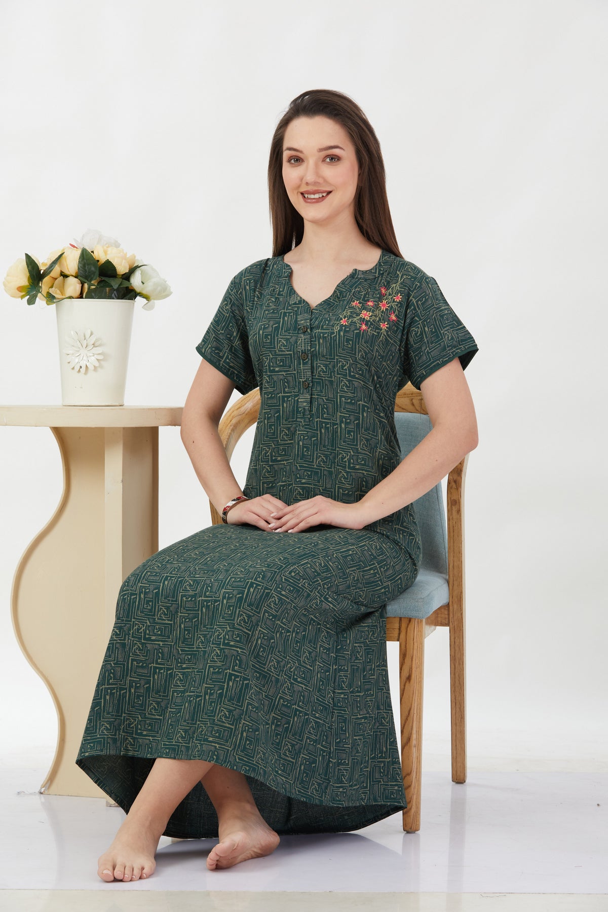 New Alpine Embroidery Nighties | Zip Less Model | Soft Alpine | Comfort Nighties for Stylish Women (CPL)