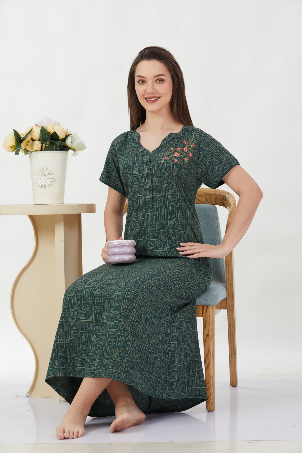 New Alpine Embroidery Nighties | Zip Less Model | Soft Alpine | Comfort Nighties for Stylish Women (CPL)