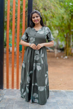 Mangai 3 Layer Flared Frock Model Nighties Soft and Smooth Premium Quality Rayon Material , Fancy Frilled Sleeve, Side Pocket , Back tie Rope , Stylish Collection's for Trendy Women's (MRK)