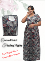 MANGAI Cotton Straight Zip Feeding Nighty |Post Pregnancy | Comfort and Style | Pleated Model | Soft Cotton Feeding Nighties (STF)