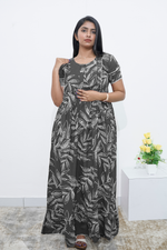 MANGAI Rayon Frock Nighties | Front Open Lengthy Zipper Comforts Feeding | Fancy Double Layered Sleeve's | Post & Pre Pregnancy's and Casual Wear | Side Pocket |Versatile Rayon Frock Night Gown's for Stylish Women's (RPW)