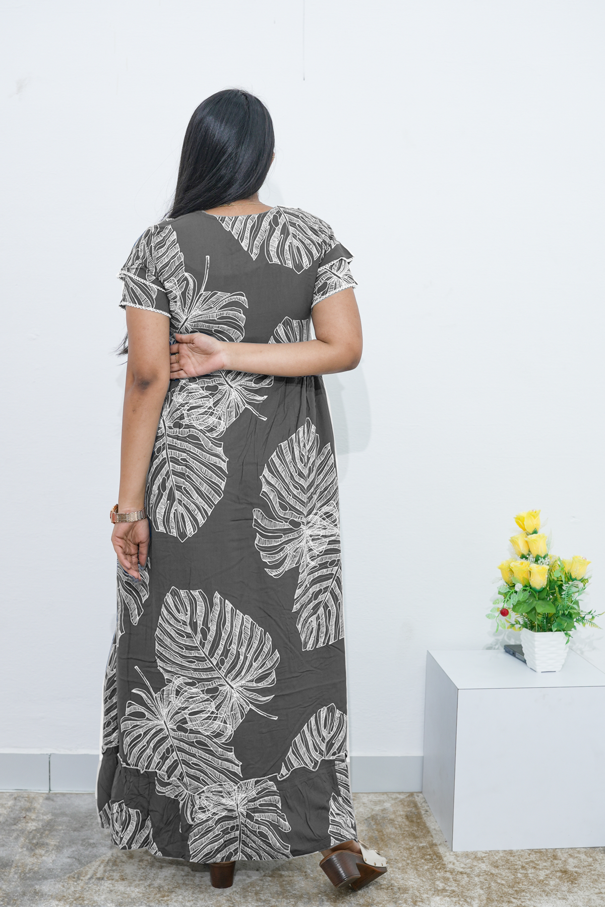 MANGAI Rayon Frock Nighties | Front Open Lengthy Zipper Comforts Feeding | Fancy Double Layered Sleeve's | Post & Pre Pregnancy's and Casual Wear | Side Pocket |Versatile Rayon Frock Night Gown's for Stylish Women's (RPW)