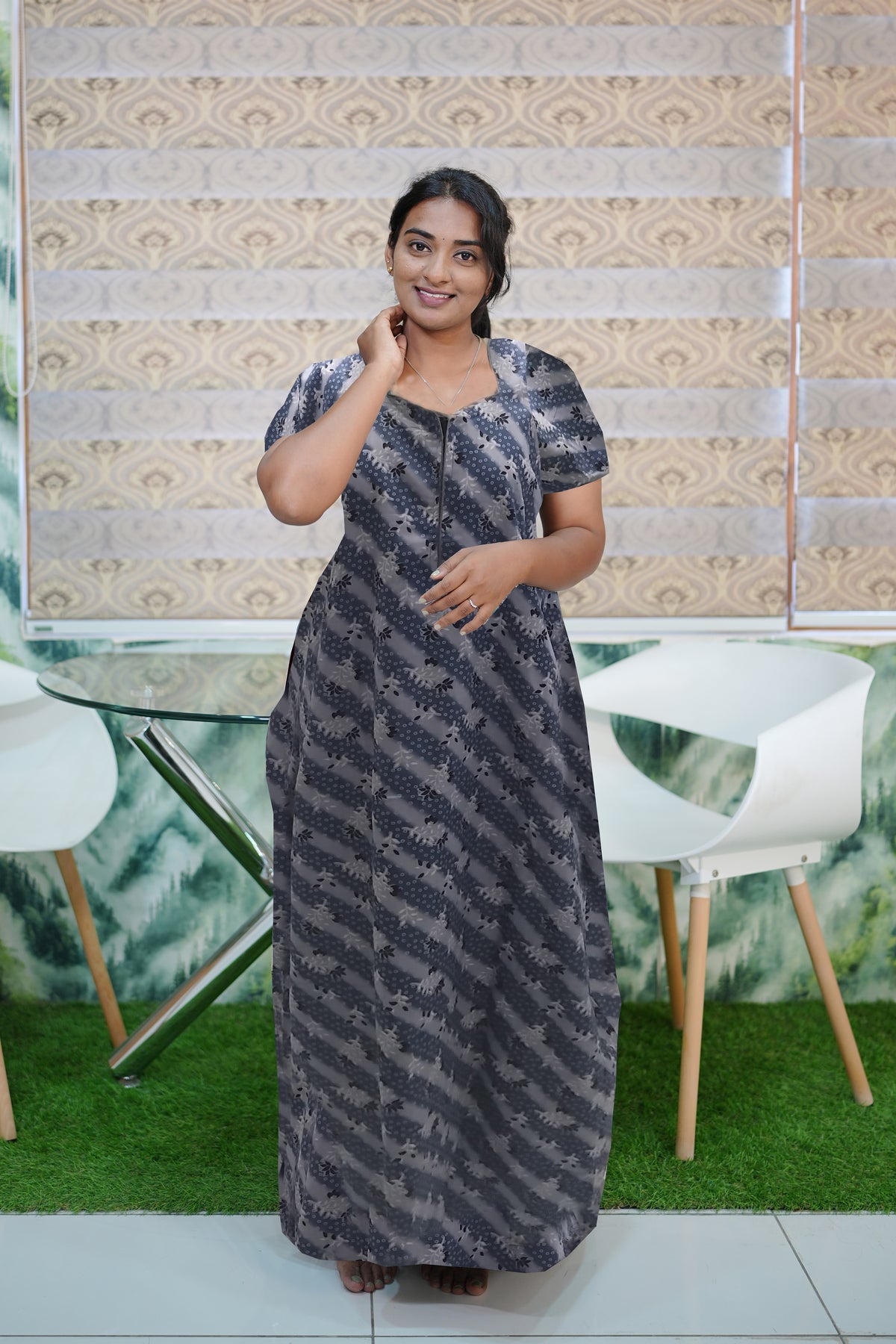 MANGAI Daily Wear Casual Comfort Fit Cotton Printed Nighties | Zipless Closed Model |Summer Arrival's for Trendy Women's (VNM)