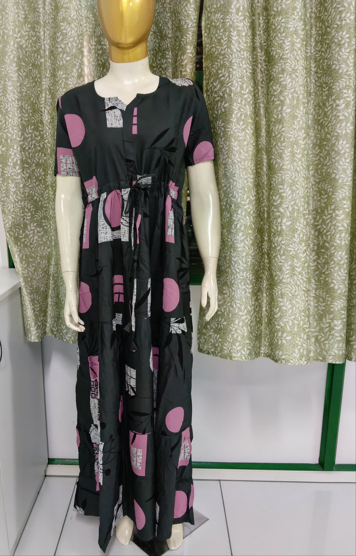 Stylish Arrivals Rayon Gathering Frock Model Night Gown's | Front Adjustable Gathering Style Rope Rope | Puff Sleeve | Trending Collection's for Stylish Women's (FKG)