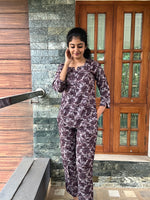 MANGAI Premium RAYON Printed Stylish U-Cut Model Night Suits | Stylish Print's All Over | Top & Bottom Set | 3/4 Sleeve| U-Cut Neck | Trendy Night Suits for Stylish Women's (RUNS-UCUT)