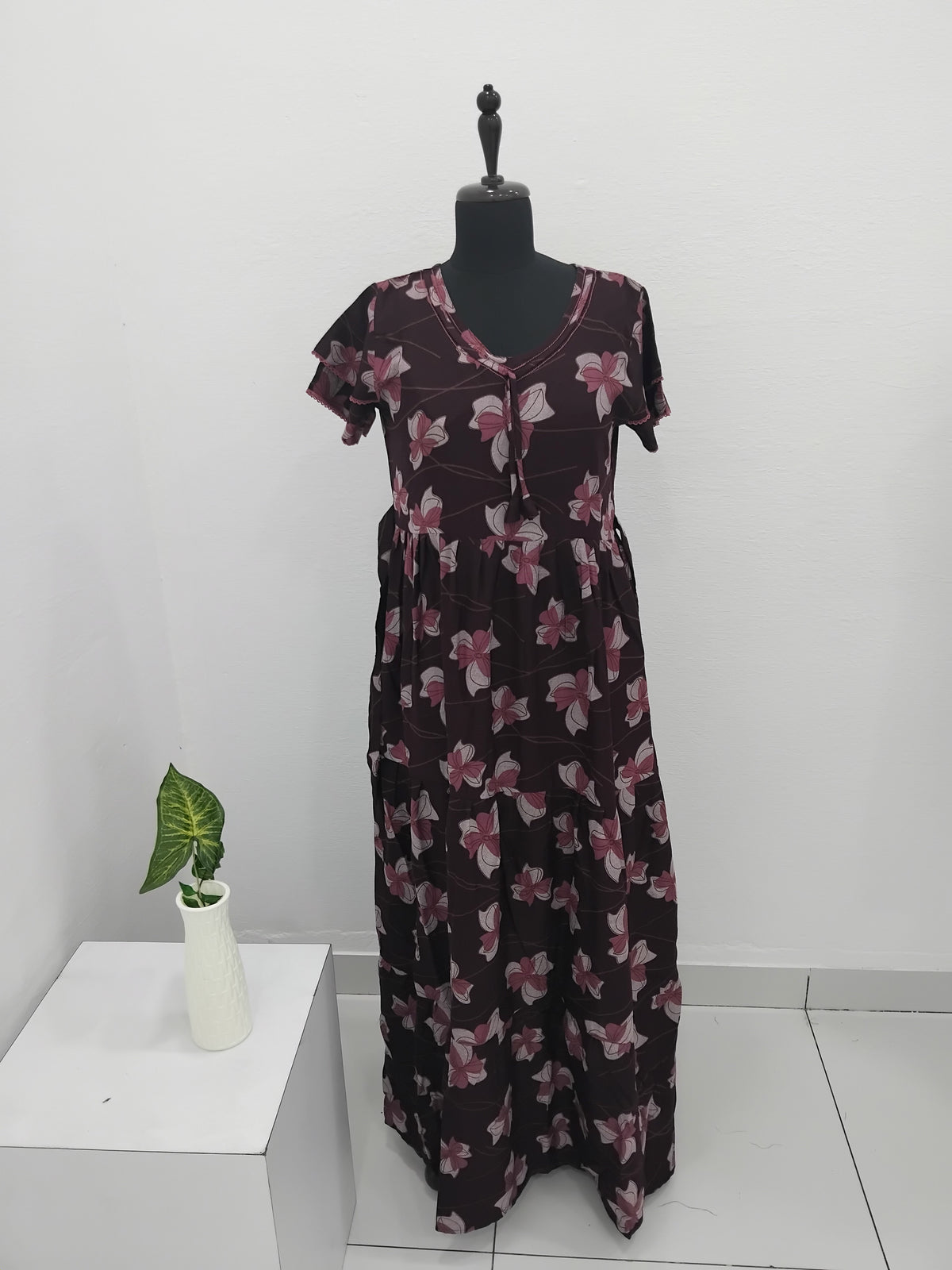 Stylish new FULL FROCK Model Nighties| Fancy Sleeves & Neck Pattern| Side Pocket with Back Tie Rope | Perfect Nightwear Trendy Women's (FRK)