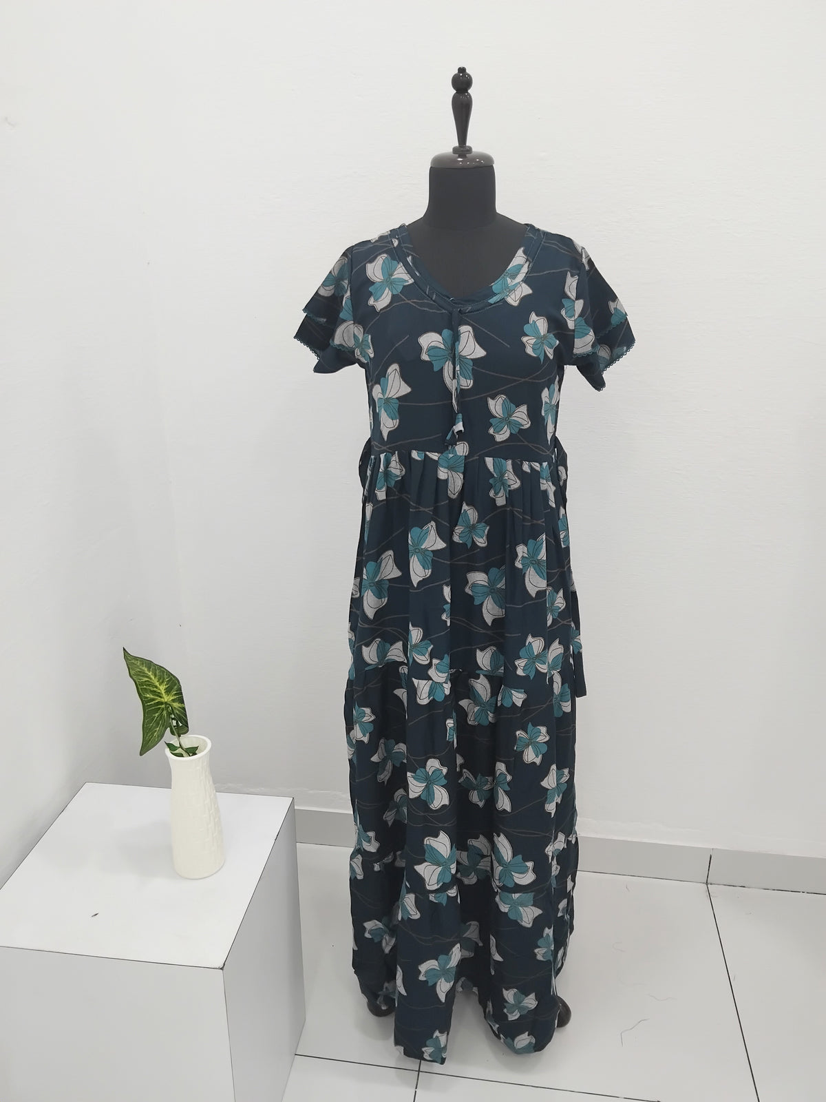 Stylish new FULL FROCK Model Nighties| Fancy Sleeves & Neck Pattern| Side Pocket with Back Tie Rope | Perfect Nightwear Trendy Women's (FRK)
