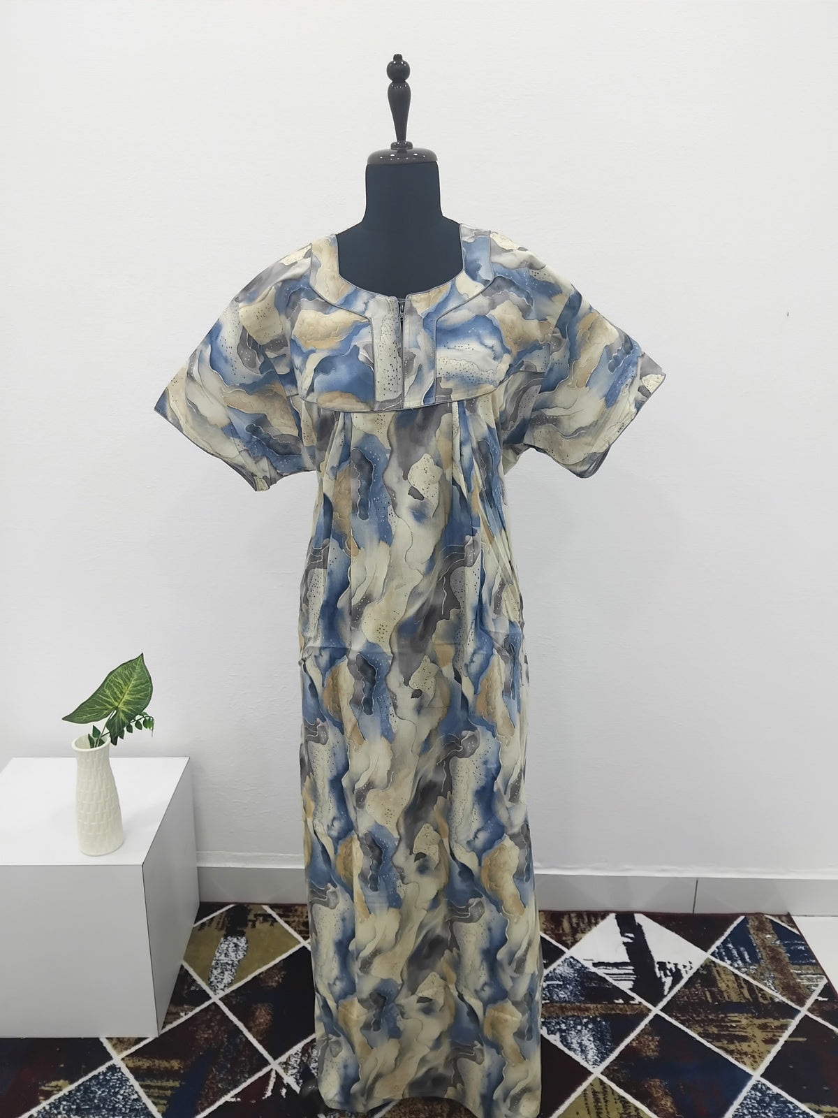 MANGAI Premium Cotton Printed Pleated Model Half Sleeve 3XL Size Nighties - Fancy Neck | With Side Pocket |Shrinkage Free Nighties | Trendy Collection's for Stylish Women's (3XL-SBS)