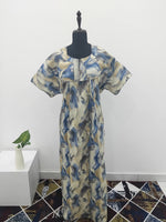 MANGAI Premium Cotton Printed Pleated Model Half Sleeve 3XL Size Nighties - Fancy Neck | With Side Pocket |Shrinkage Free Nighties | Trendy Collection's for Stylish Women's (3XL-SBS)