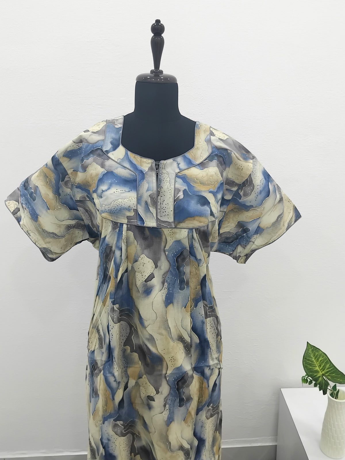 MANGAI Premium Cotton Printed Pleated Model Half Sleeve 3XL Size Nighties - Fancy Neck | With Side Pocket |Shrinkage Free Nighties | Trendy Collection's for Stylish Women's (3XL-SBS)