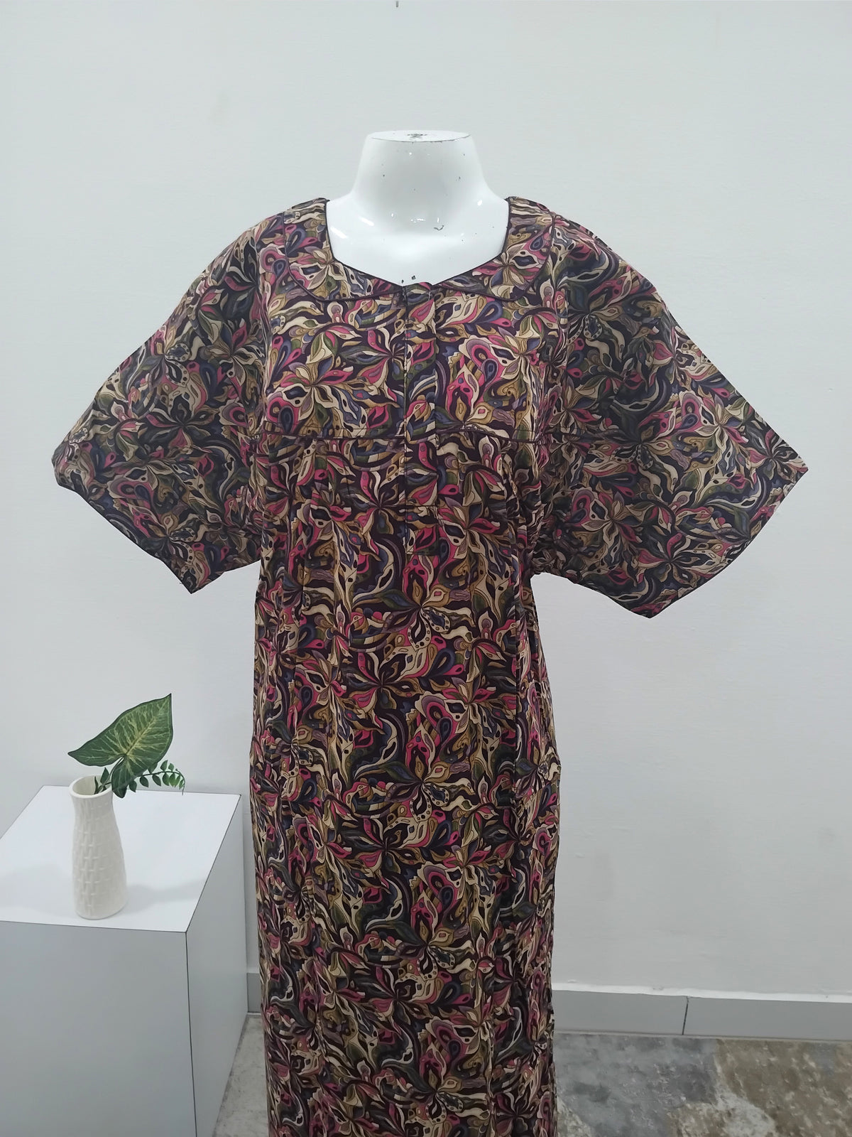 MANGAI Premium Cotton Printed Pleated Model Half Sleeve 4XL Size Nighties - Fancy Neck | With Side Pocket |Shrinkage Free Nighties | Trendy Collection's for Stylish Women's (4XL-VBS)
