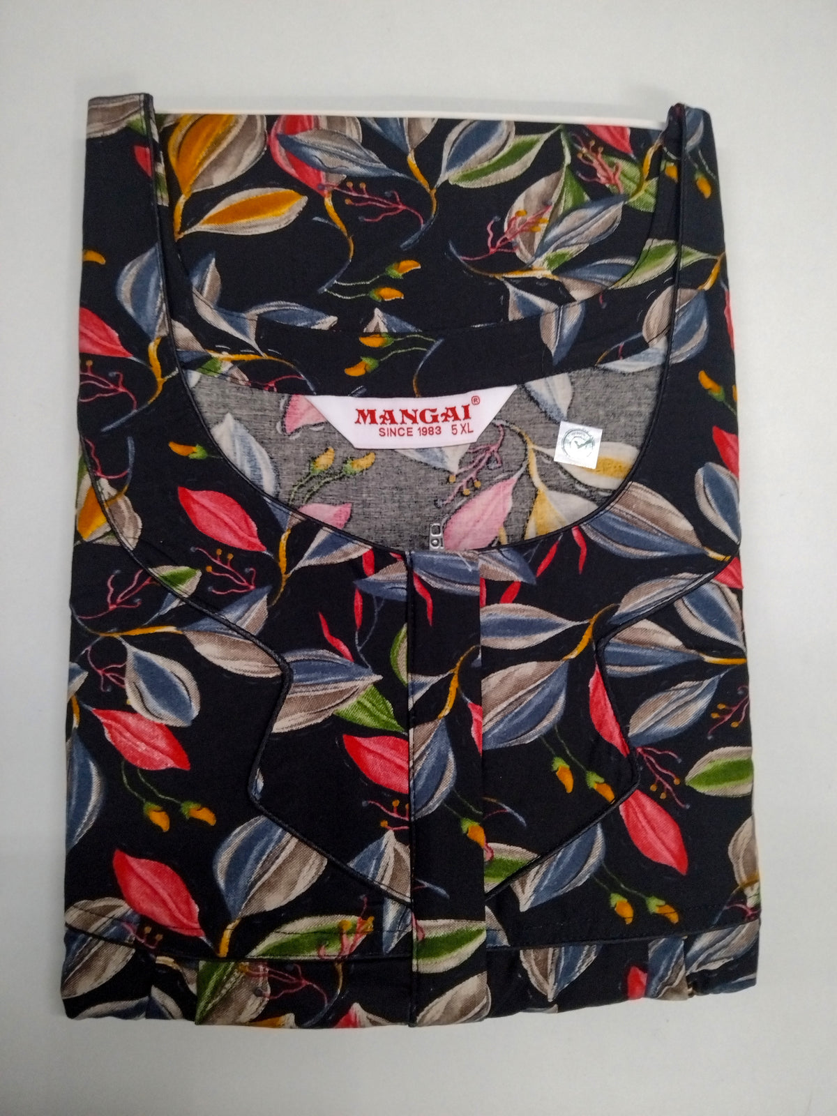 MANGAI Premium Cotton Printed Pleated Model Half Sleeve 5XL Size Nighties - Fancy Neck | With Side Pocket |Shrinkage Free Nighties | Trendy Collection's for Stylish Women's (5PZ)