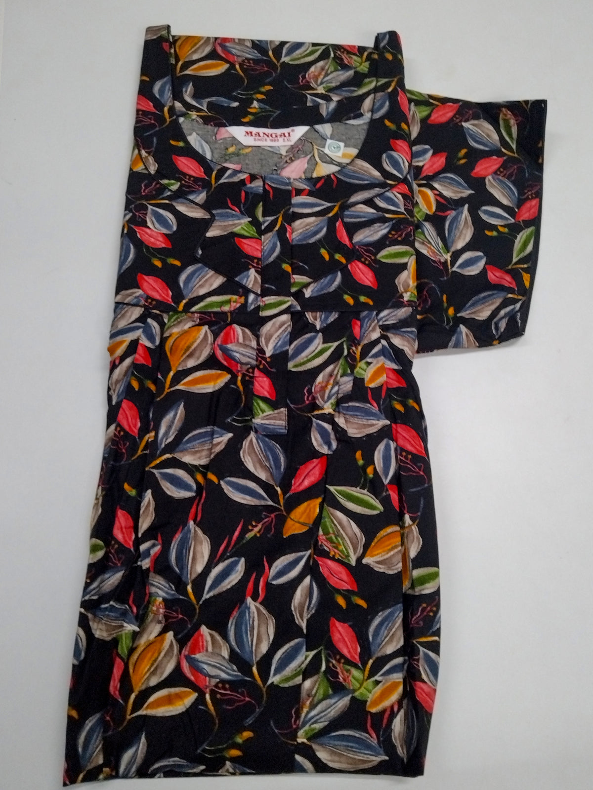 MANGAI Premium Cotton Printed Pleated Model Half Sleeve 5XL Size Nighties - Fancy Neck | With Side Pocket |Shrinkage Free Nighties | Trendy Collection's for Stylish Women's (5PZ)