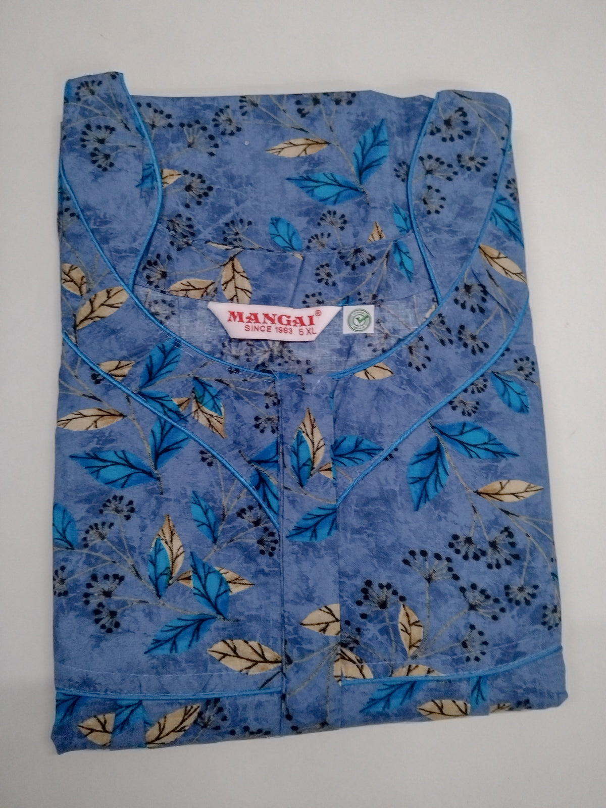 MANGAI Premium Cotton Printed Pleated Model Half Sleeve 5XL Size Nighties - Fancy Neck | With Side Pocket |Shrinkage Free Nighties | Trendy Collection's for Stylish Women's (5PZ)