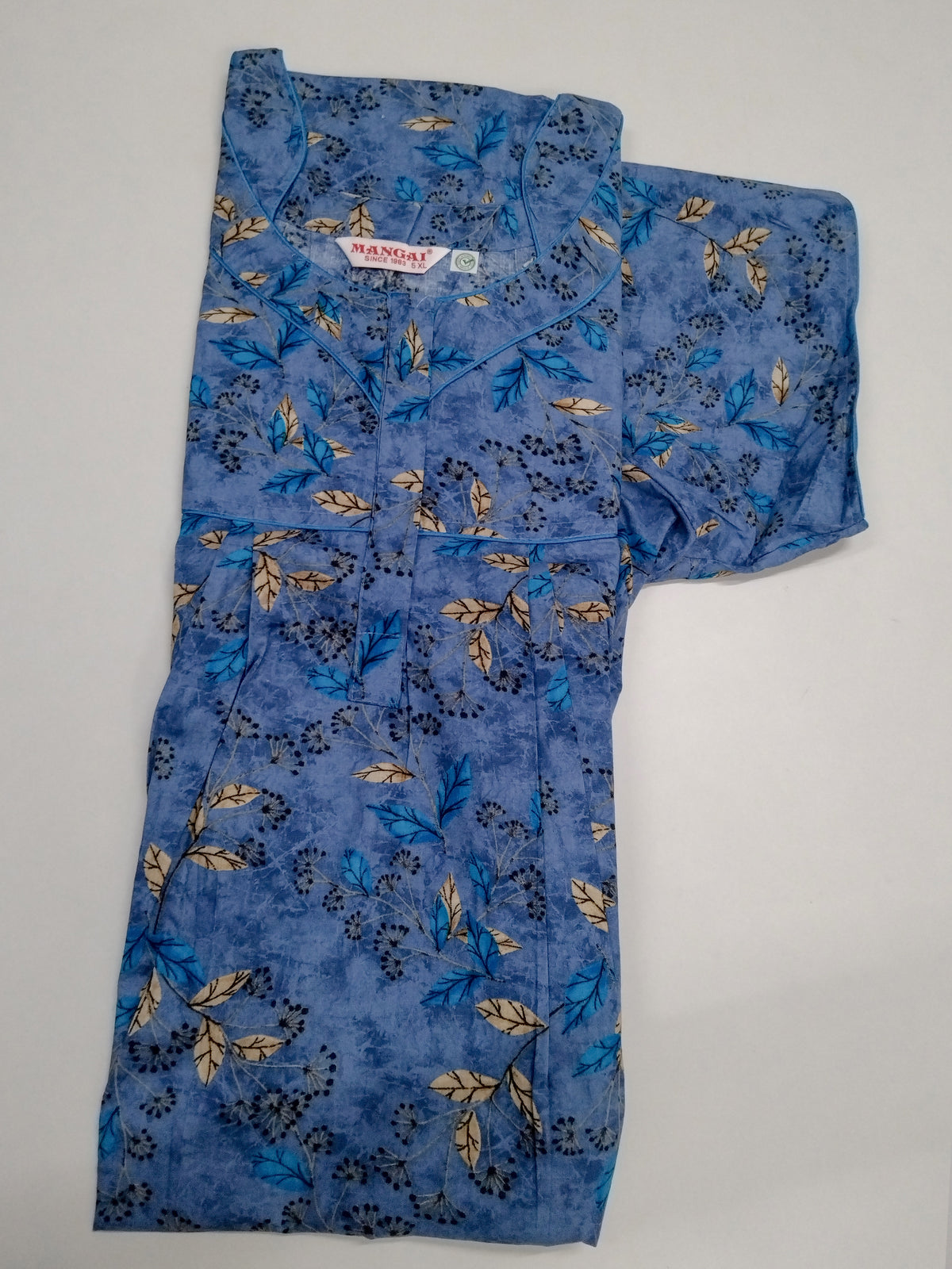 MANGAI Premium Cotton Printed Pleated Model Half Sleeve 5XL Size Nighties - Fancy Neck | With Side Pocket |Shrinkage Free Nighties | Trendy Collection's for Stylish Women's (5PZ)