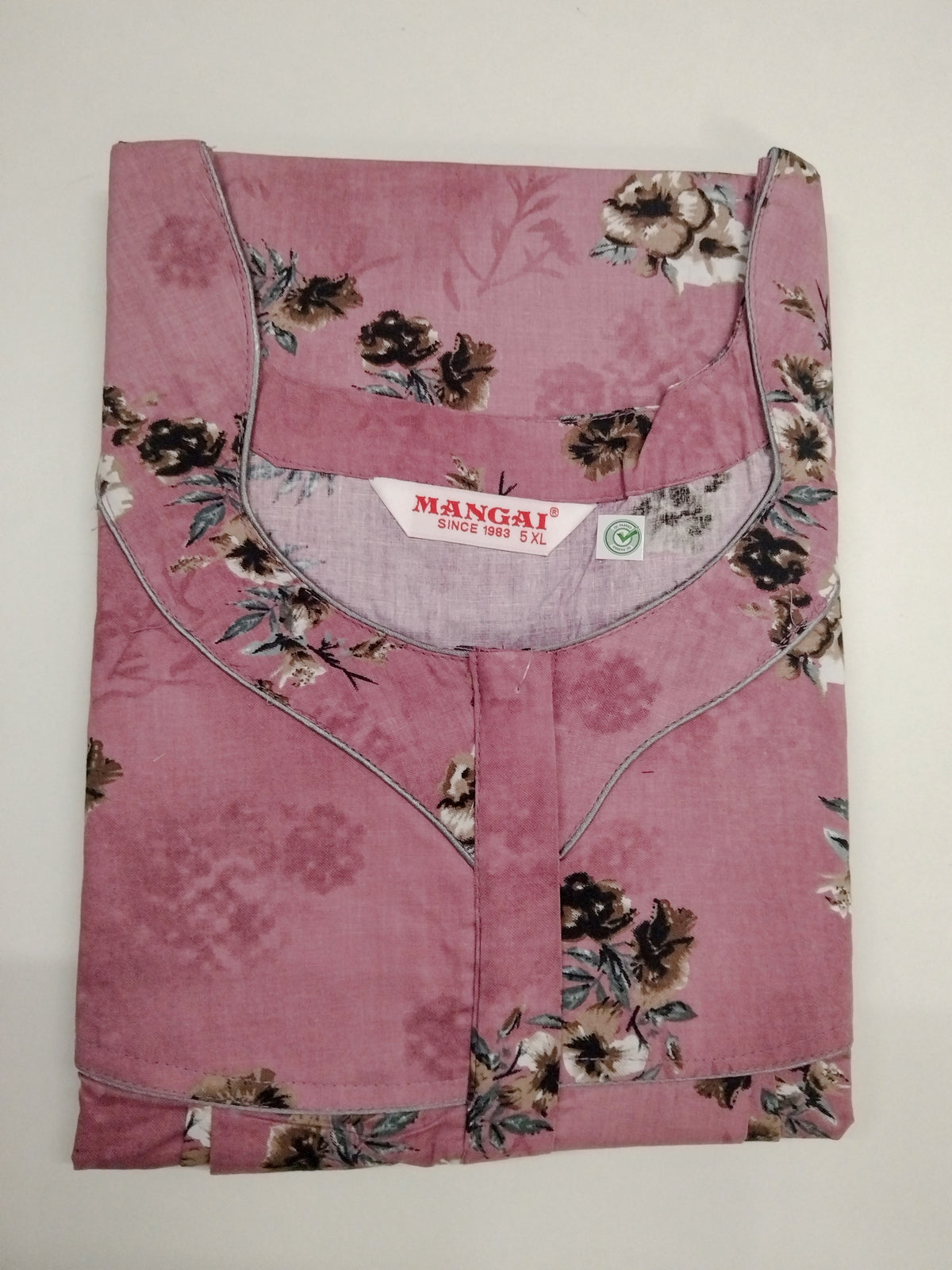 MANGAI Premium Cotton Printed Pleated Model Half Sleeve 5XL Size Nighties - Fancy Neck | With Side Pocket |Shrinkage Free Nighties | Trendy Collection's for Stylish Women's (5PZ)